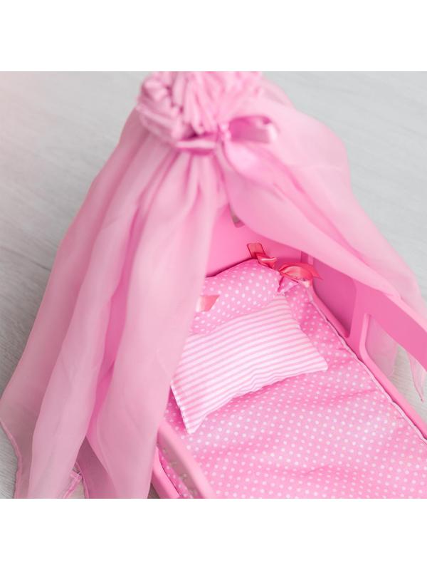 Кроватка для кукол с постельным бельем и балдахином, коллекция «Diamond princess» розовый