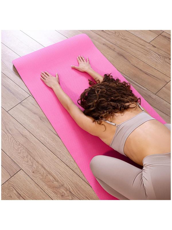 Коврик для йоги, 183 х 61 х 0,6 см, двухцветный, цвет розовый