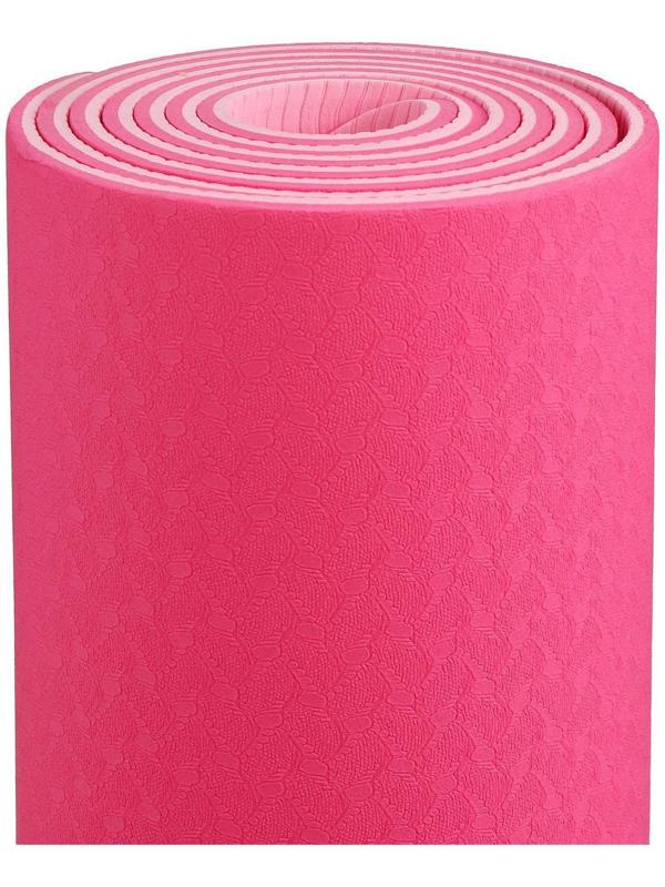 Коврик для йоги, 183 х 61 х 0,6 см, двухцветный, цвет розовый