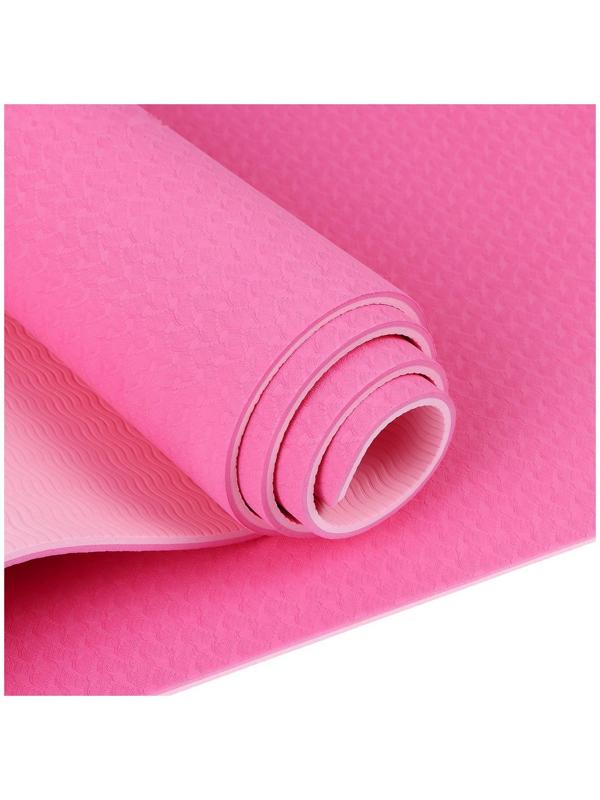 Коврик для йоги, 183 х 61 х 0,6 см, двухцветный, цвет розовый