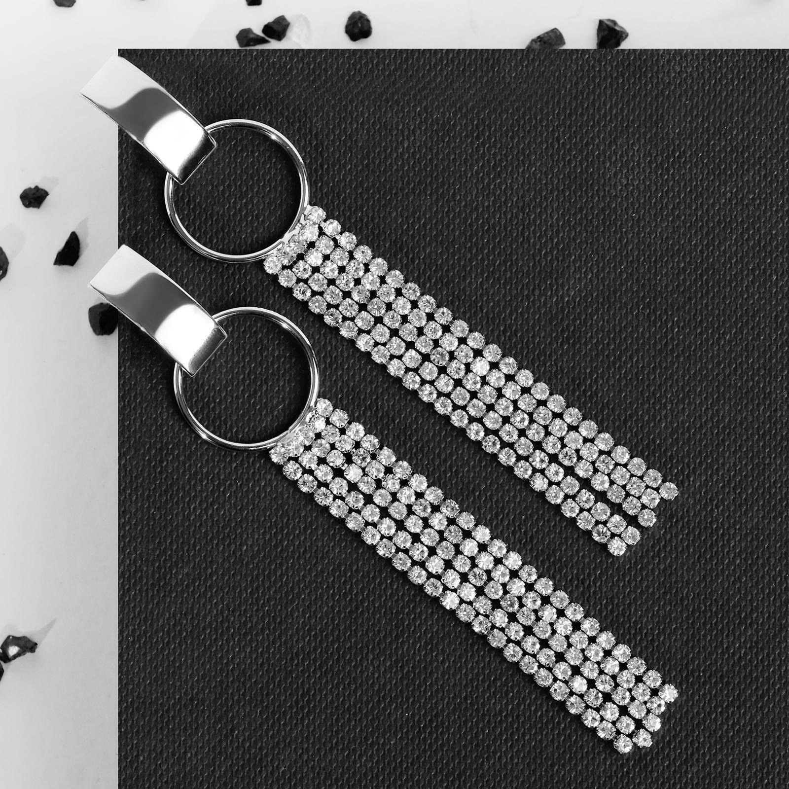 Серьги висячие со стразами 