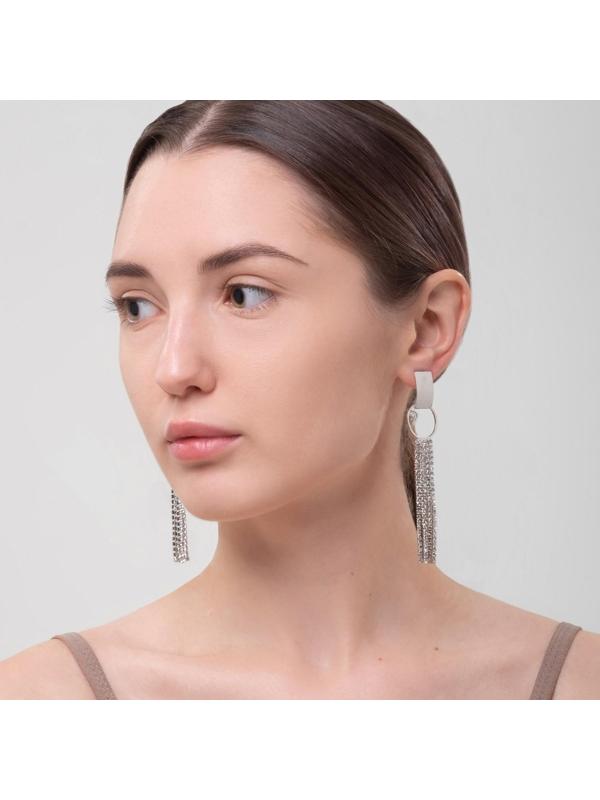 Серьги висячие со стразами 