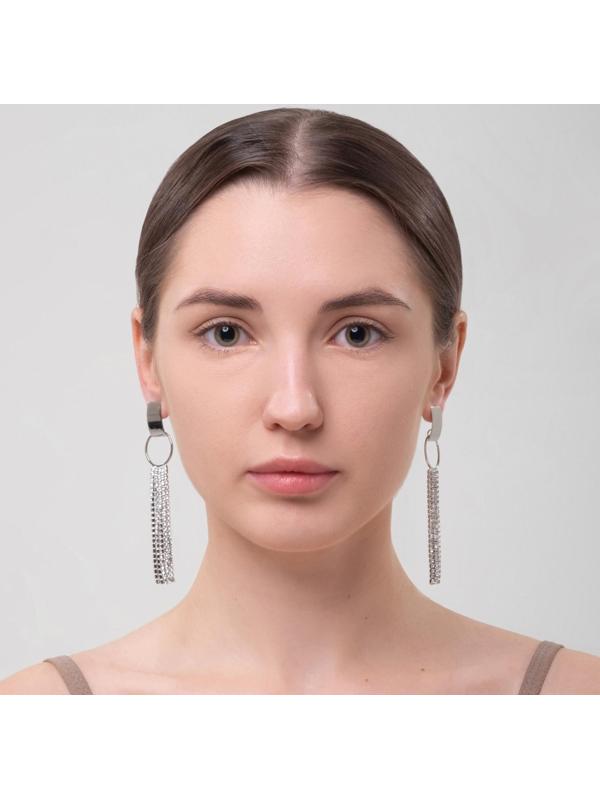 Серьги висячие со стразами 