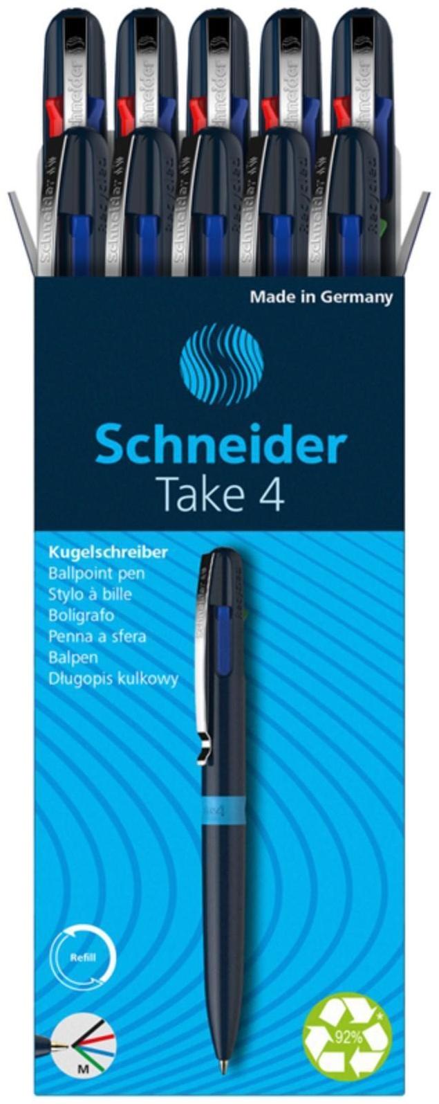 Ручка шариковая автоматическая 4-х цветная, Schneider 