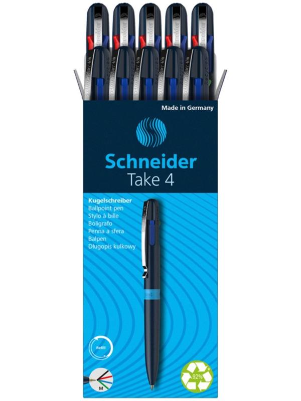 Ручка шариковая автоматическая 4-х цветная, Schneider 