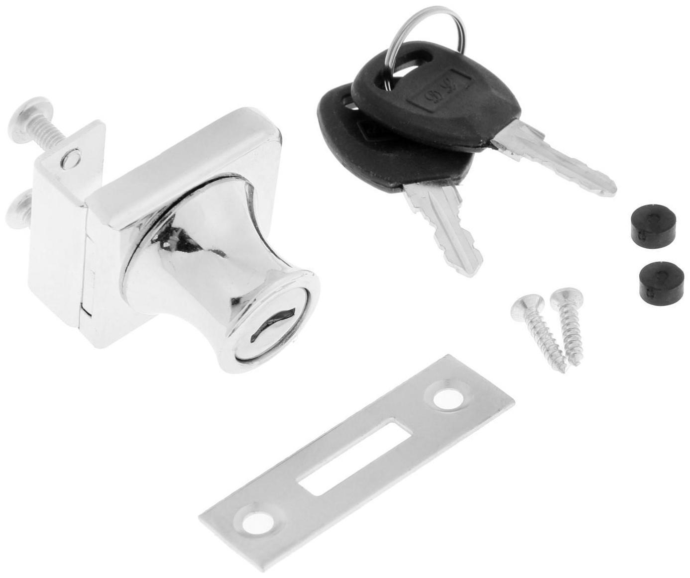 Замок мебельный для стеклянных дверей, 1 ств., цвет хром