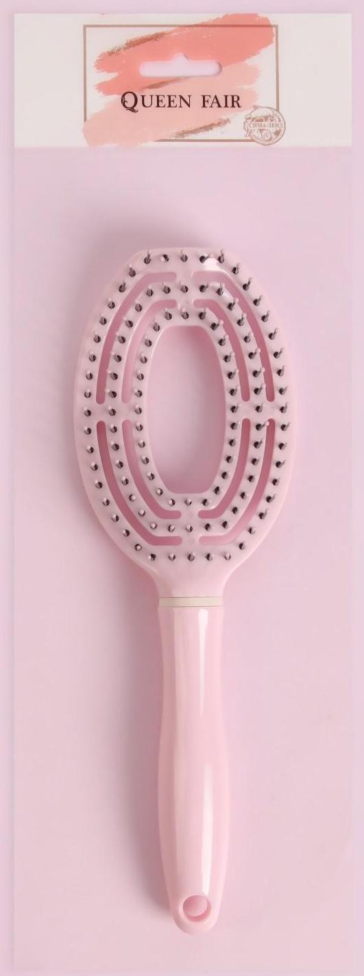 Расчёска массажная, для сушки волос, 7 × 24 см, цвет розовый