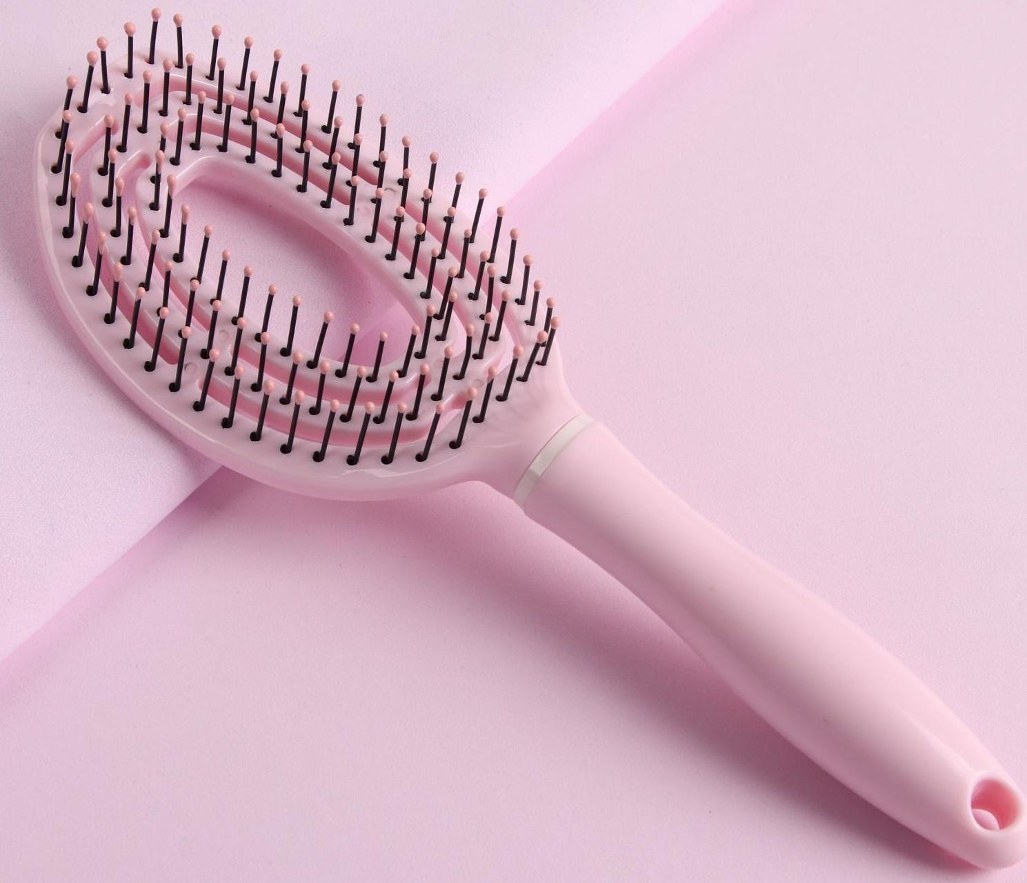 Расчёска массажная, для сушки волос, 7 × 24 см, цвет розовый