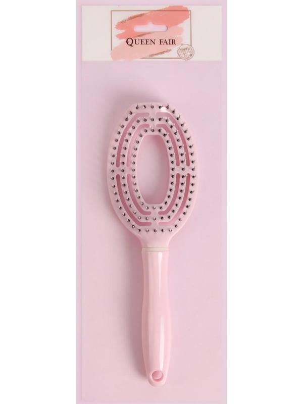 Расчёска массажная, для сушки волос, 7 × 24 см, цвет розовый