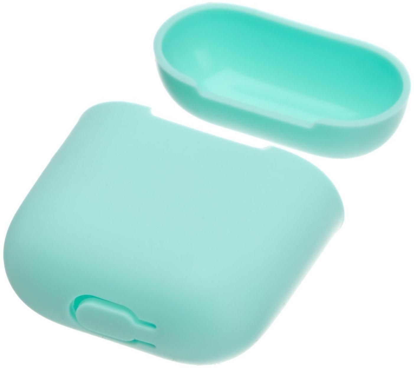 Чехол LuazON для футляра AirPods 1/2, мат. верха: силикон, 56х22х46 мм, голубой