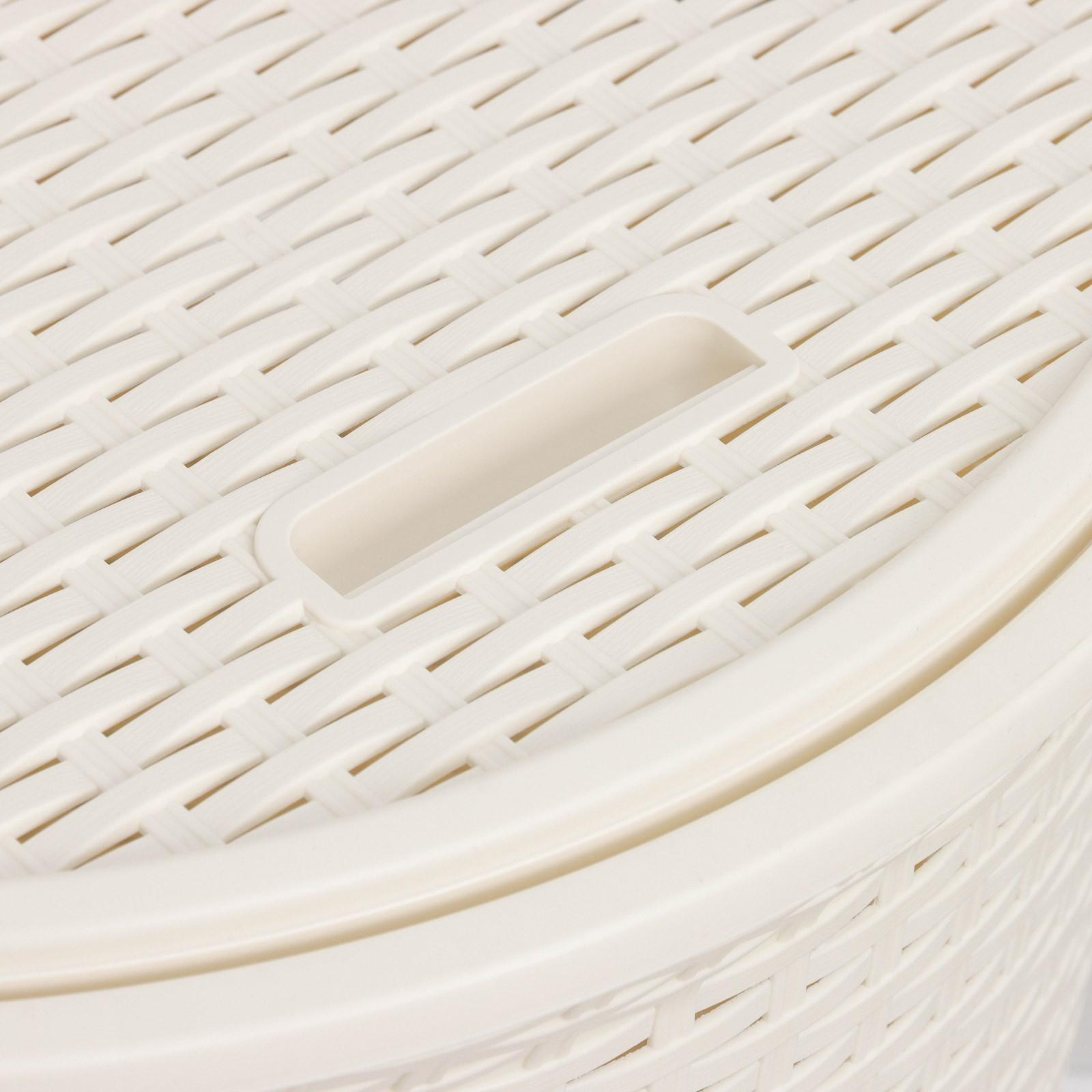 Корзина для белья угловая с крышкой «Ротанг», 60 л, 40×40×58 см, цвет слоновая кость