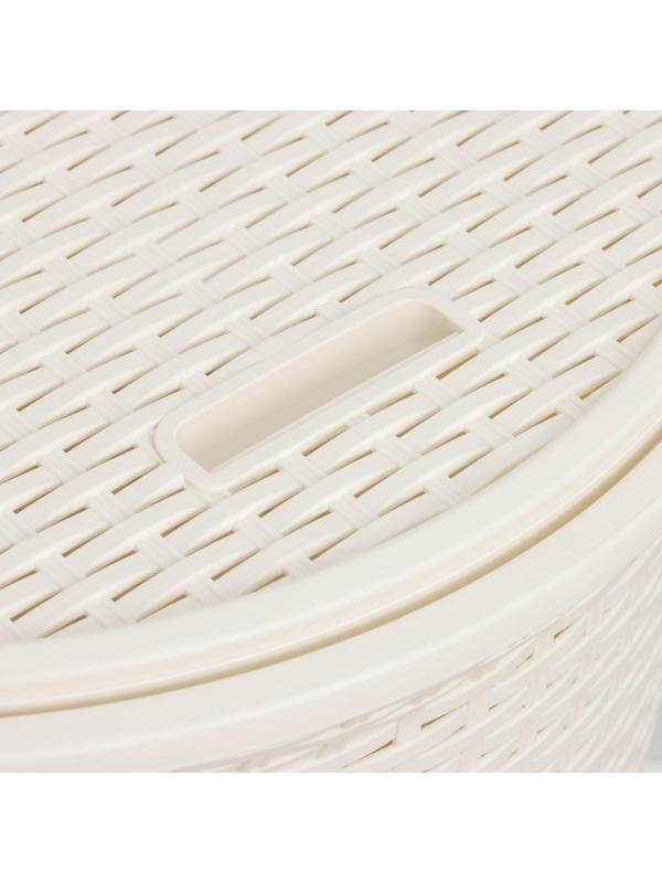 Корзина для белья угловая с крышкой «Ротанг», 60 л, 40×40×58 см, цвет слоновая кость