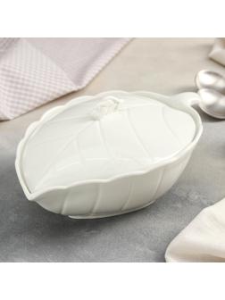 Супница керамическая «Лист», 26×17×12 см, цвет белый