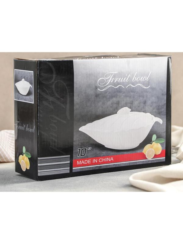 Супница керамическая «Лист», 26×17×12 см, цвет белый