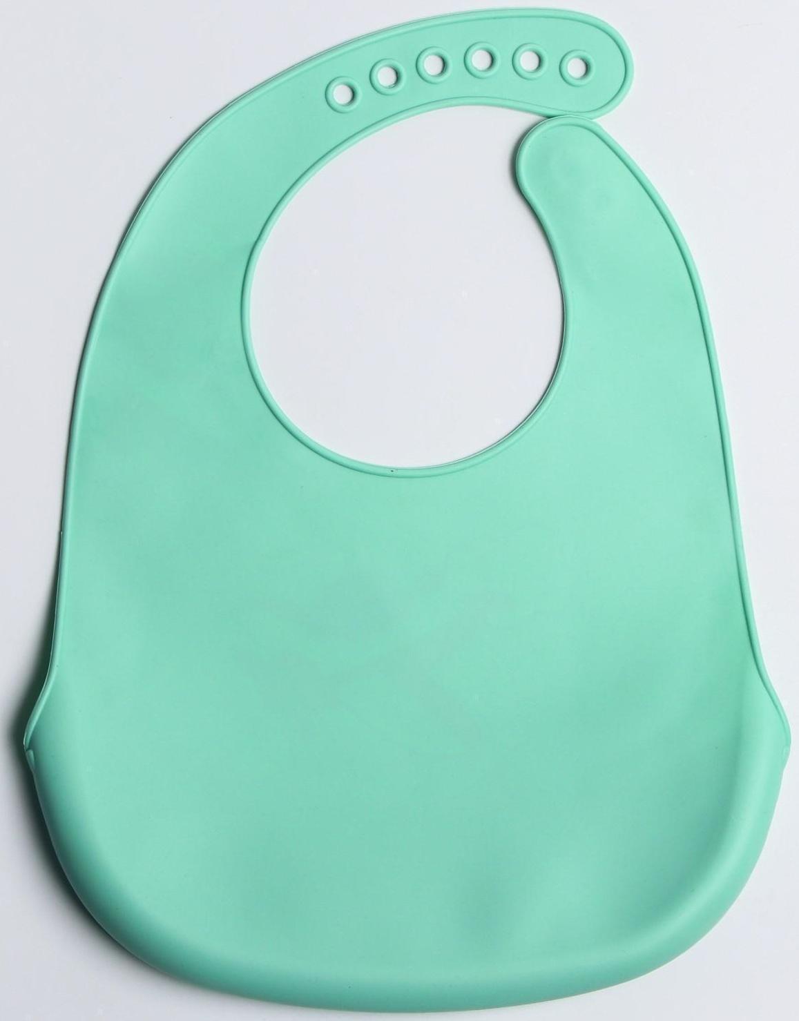 Нагрудник для кормления «Самолет» силиконовый с карманом, цвет бирюзовый