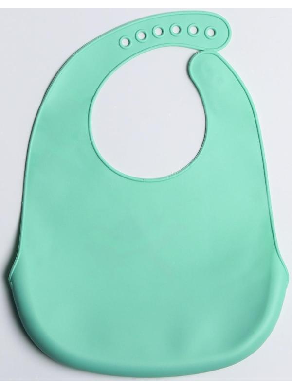 Нагрудник для кормления «Самолет» силиконовый с карманом, цвет бирюзовый