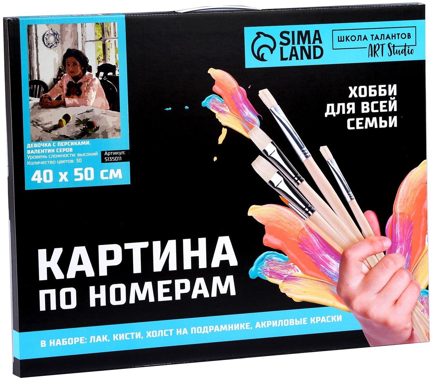 Картина по номерам на холсте с подрамником «Девочка с персиками» Валентин Серов 40х50 см