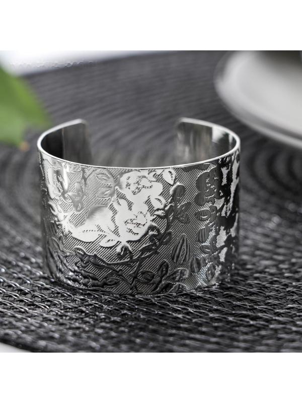 Кольцо для салфетки «Цветы», 5×3 см, цвет серебряный