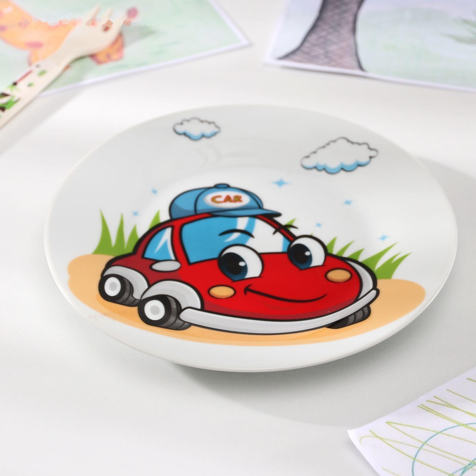 Тарелка керамическая Доляна «Машинка», d=17,5 см