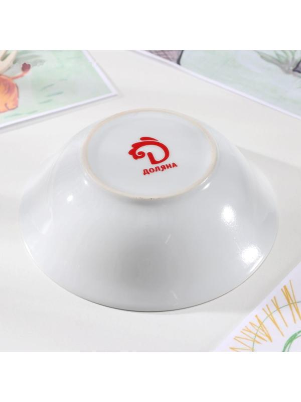Тарелка керамическая глубокая Доляна «Совёнок и единорог», 400 мл, d=15 см