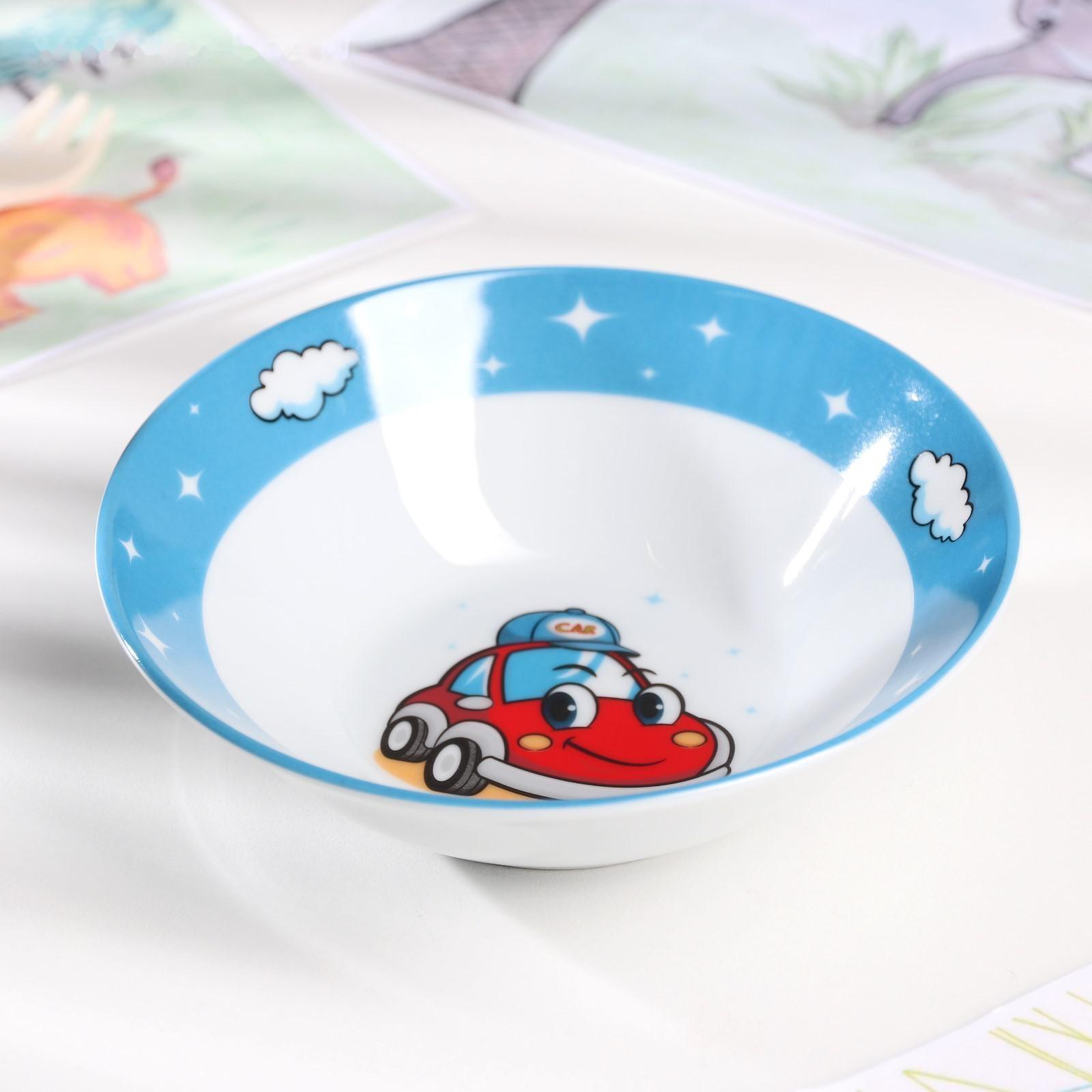 Тарелка керамическая глубокая Доляна «Машинка», 400 мл, 15 см