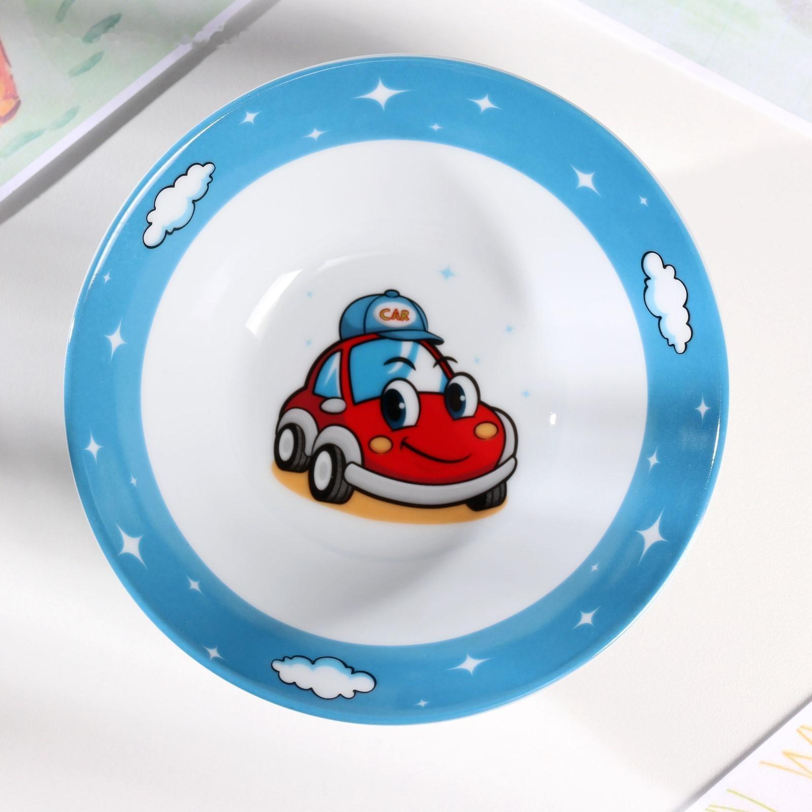 Тарелка керамическая глубокая Доляна «Машинка», 400 мл, 15 см