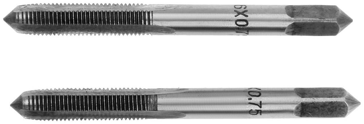 Метчики метрические ручные ТУНДРА, М6 х 0.75 мм, комплект из 2 шт.