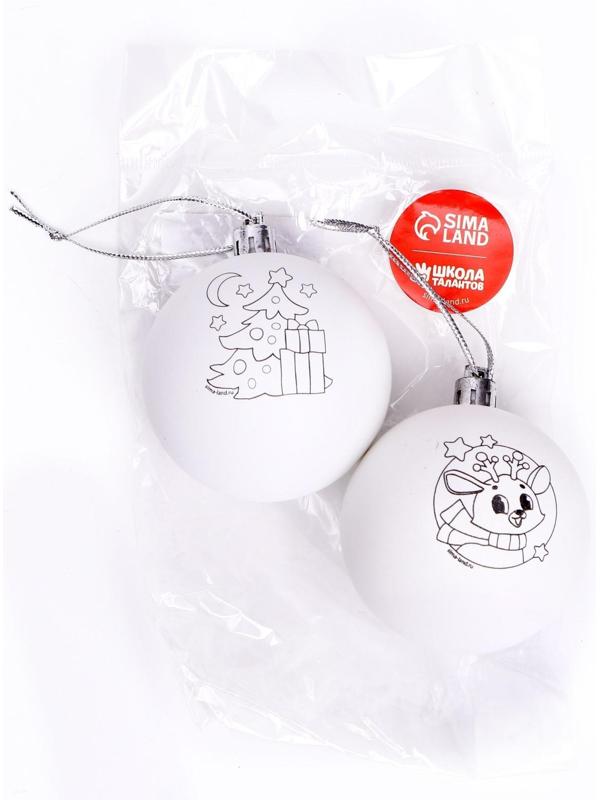 Новогоднее ёлочное украшение под раскраску «Зимние чудеса», набор 2 шт, р-р шара 5,5 см