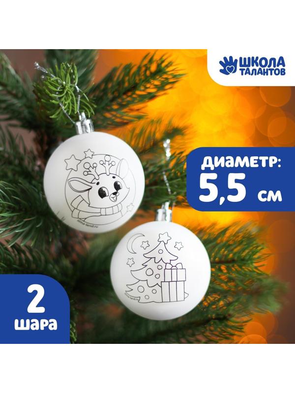 Новогоднее ёлочное украшение под раскраску «Зимние чудеса», набор 2 шт, р-р шара 5,5 см