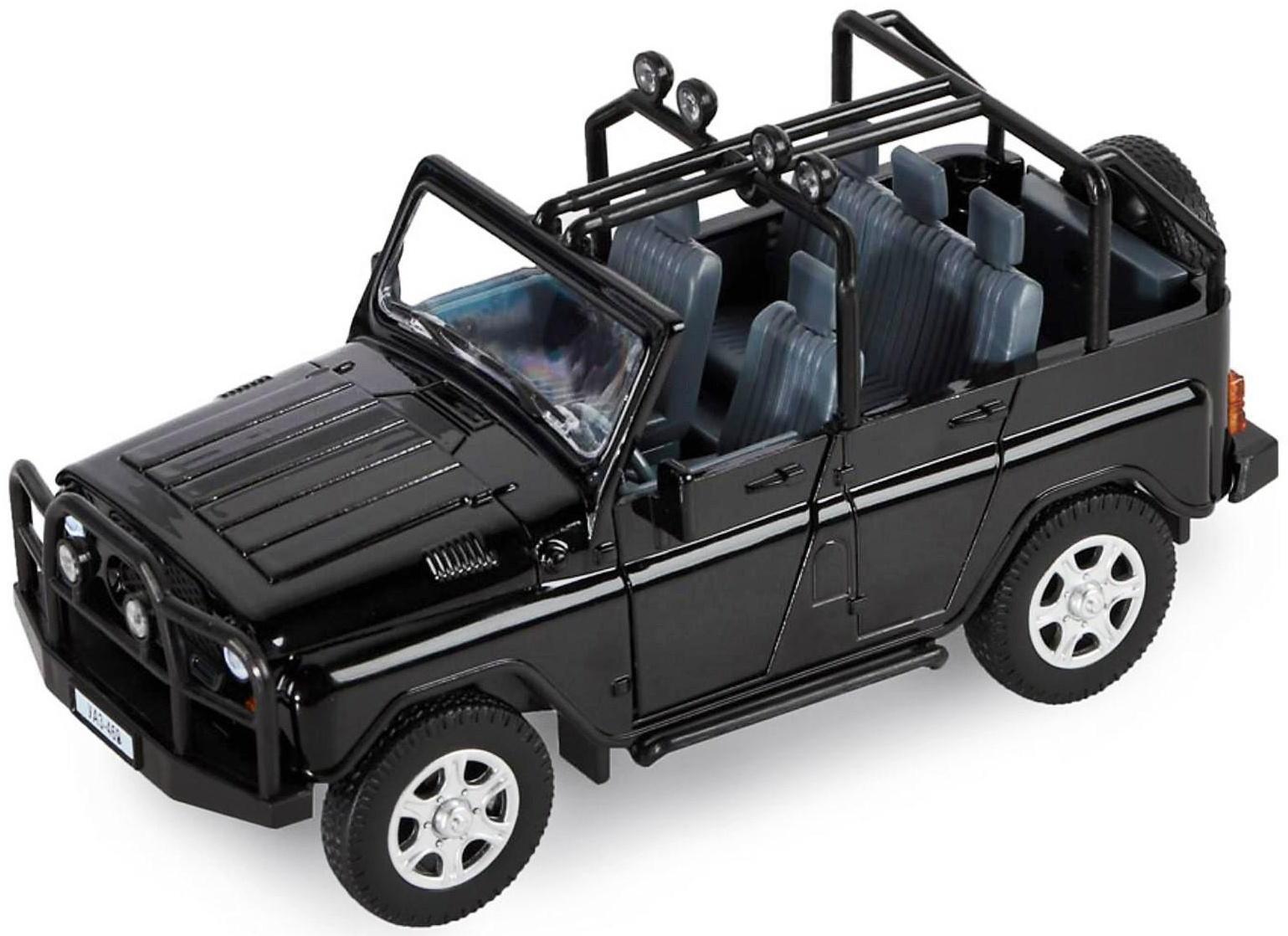 Машина метал «УАЗ-469» 1:24 инерция, цвет чёрный, открываются двери, капот и багажник, световые и звуковые эффекты