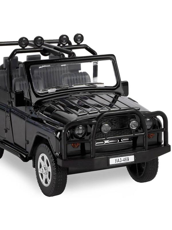 Машина метал «УАЗ-469» 1:24 инерция, цвет чёрный, открываются двери, капот и багажник, световые и звуковые эффекты