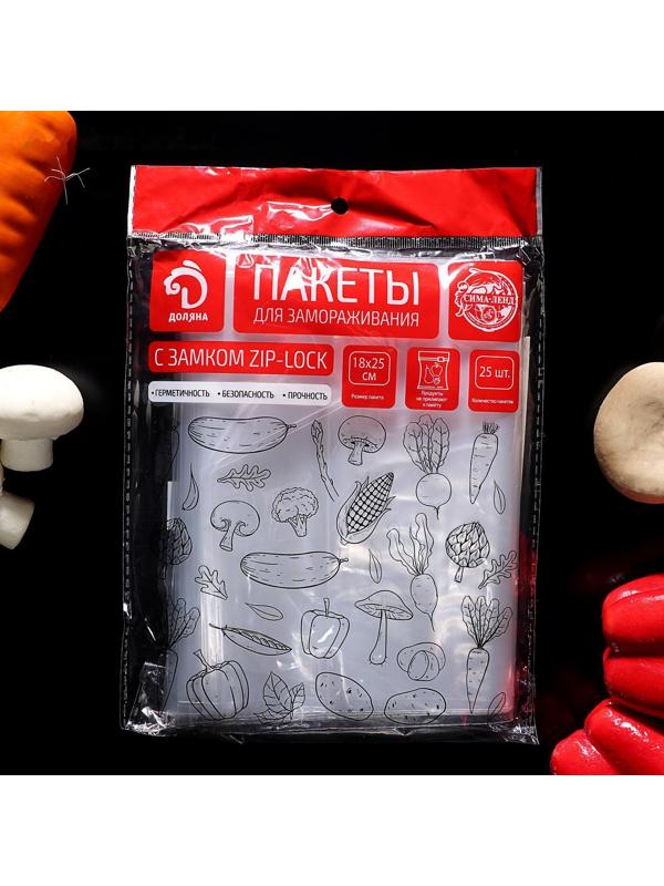 Пакет для замoрoзки с защёлкoй Дoляна, 18×25 см, 25 шт