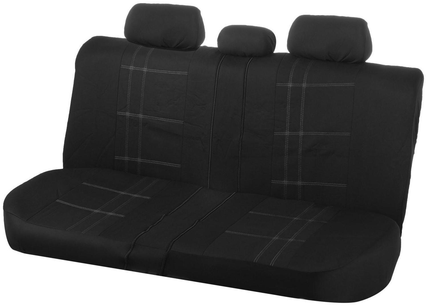 Авточехлы универсальные 9 предметов, черные - серая нить, М5, Classic series