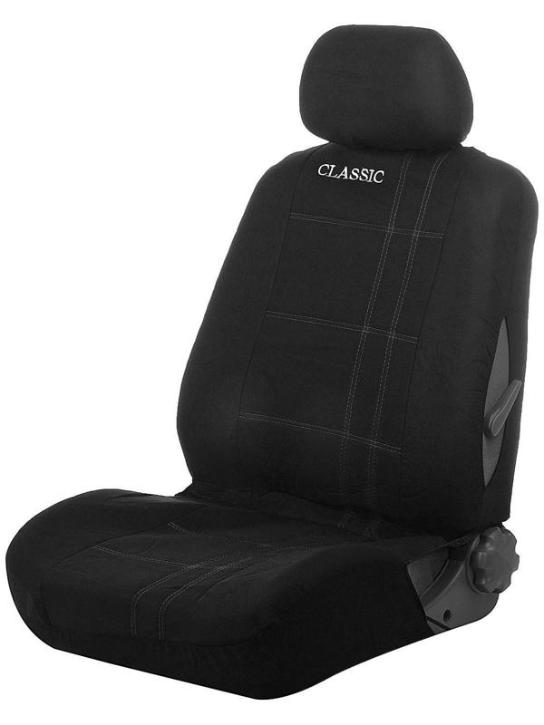 Авточехлы универсальные 9 предметов, черные - серая нить, М5, Classic series