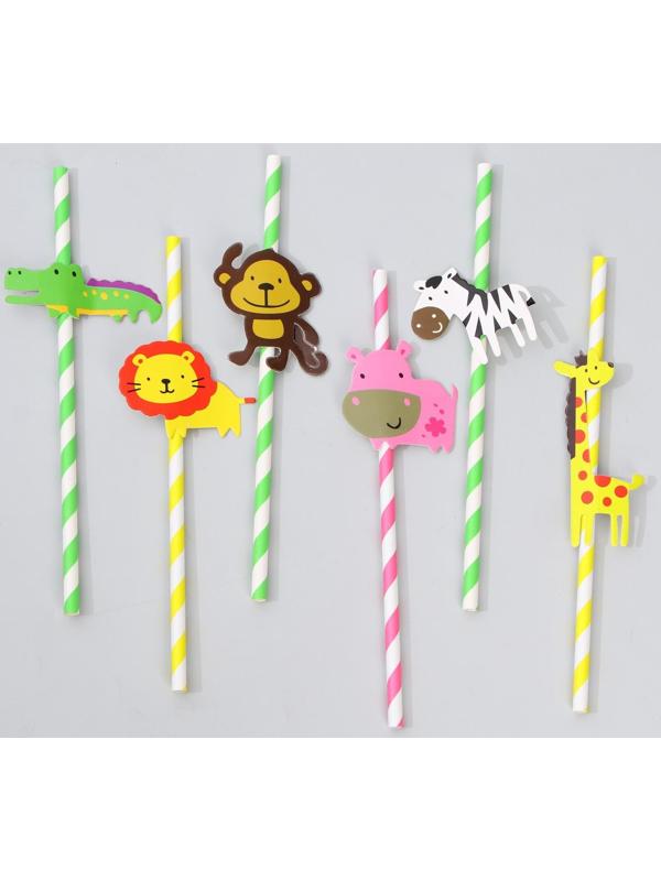 Трубочки для коктейля «Сафари», набор 6 шт.