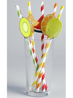 Трубочки для коктейля «Фрукты», набор 6 шт.