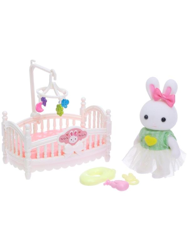 Набор игровой «Зайчик» с кроваткой, с аксессуарами, МИКС