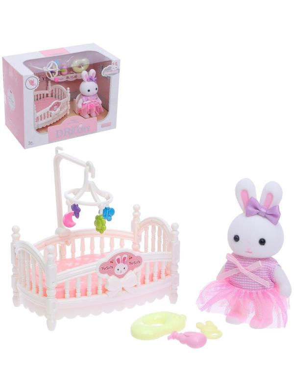 Набор игровой «Зайчик» с кроваткой, с аксессуарами, МИКС