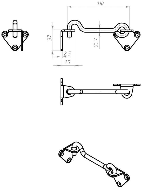 Крючок ветровой ТУНДРА КР-110, покрытие цинк, 1 шт.