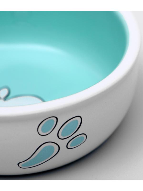 Миска керамическая для кроликов, 150 мл, 10 х 3,7 см, бело-зеленая