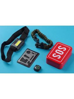 Набор для выживания 4в1 (фонарь налобный, карта выживания, паракорд, компас)