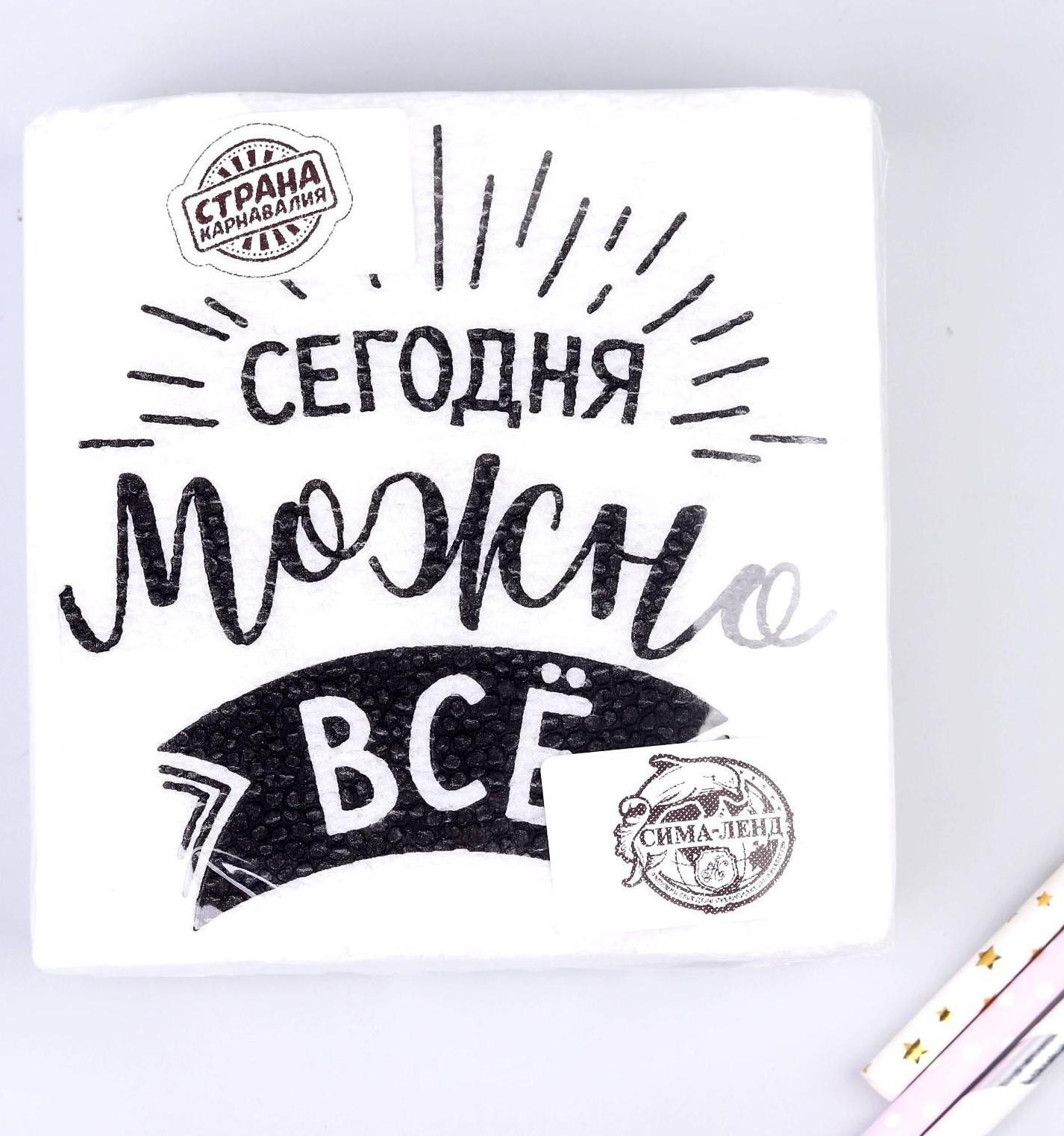 Салфетки бумажные «Сегодня можно всё», однослойные, 24х24 см, набор 20 шт.