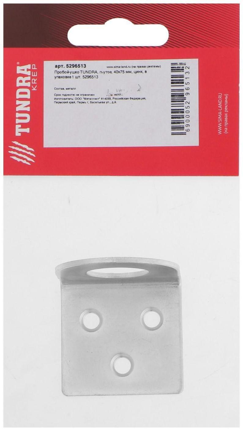 Пробой-ушко ТУНДРА krep, гнутое, 40х75 мм, цинк, в упаковке 1 шт.