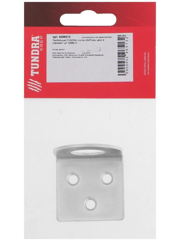 Пробой-ушко ТУНДРА krep, гнутое, 40х75 мм, цинк, в упаковке 1 шт.