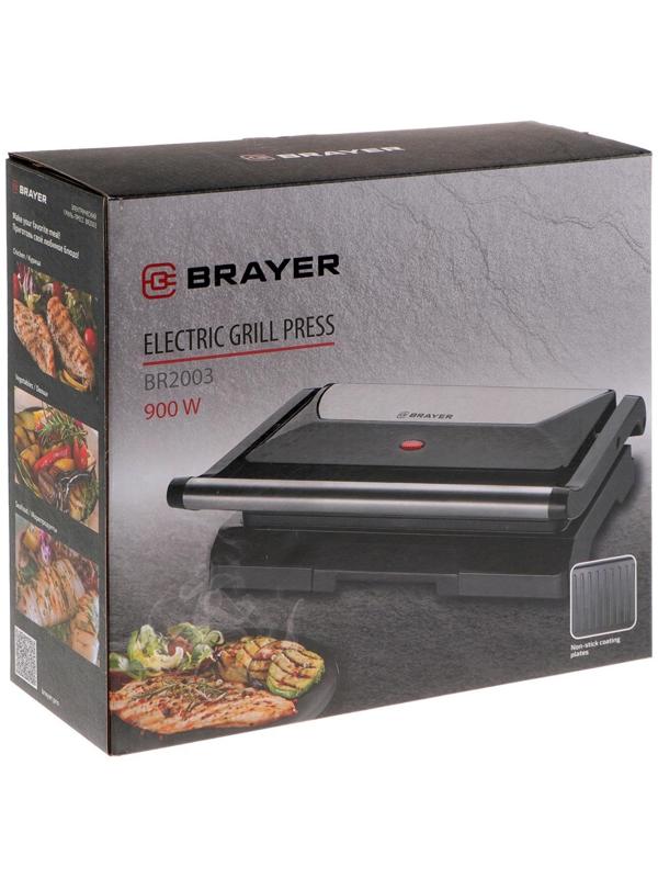 Электрогриль BRAYER BR2003, 900 Вт, антипригарное покрытие, 23х14.5 см