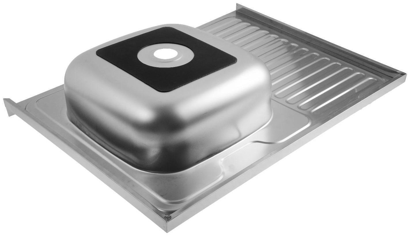 Мойка кухонная MIXLINE 527971, накладная, толщина 0.4 мм, 80х60х16 см, правая, выпуск 1 1/2