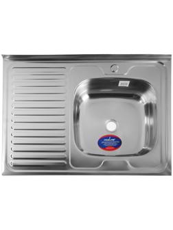 Мойка кухонная MIXLINE 527971, накладная, толщина 0.4 мм, 80х60х16 см, правая, выпуск 1 1/2