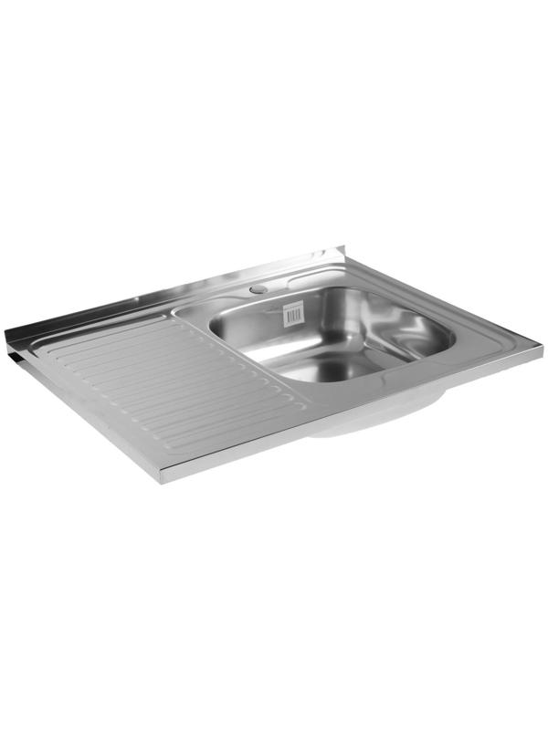 Мойка кухонная MIXLINE 527971, накладная, толщина 0.4 мм, 80х60х16 см, правая, выпуск 1 1/2