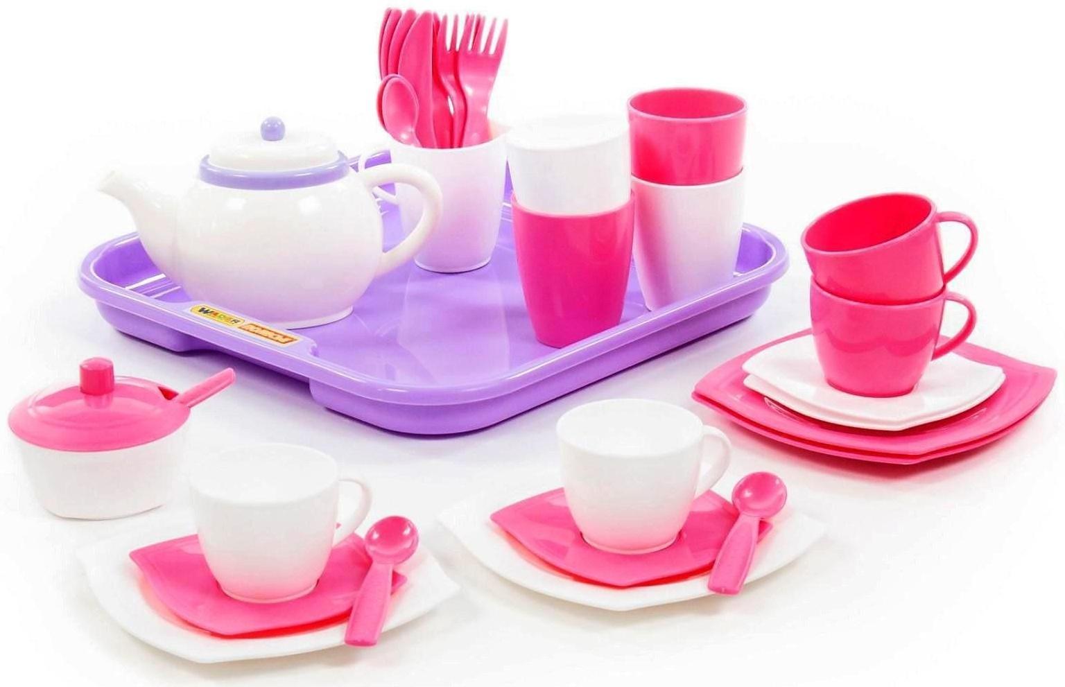 Набор детской посуды «Алиса», с подносом на 4 персоны, 35 элементов