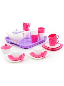 Набор детской посуды «Алиса», с подносом на 4 персоны, 35 элементов